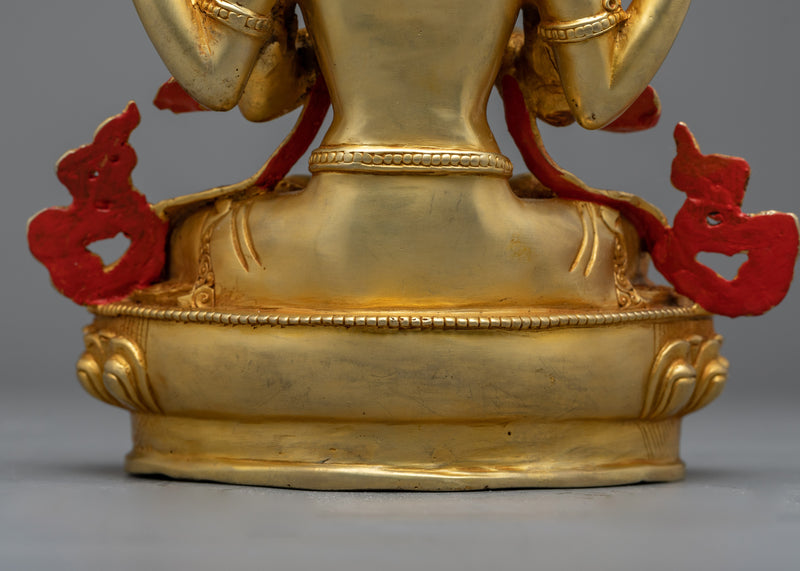 Gold Gilded Chenrezig Statue | Embrace Compassionate Enlightenment