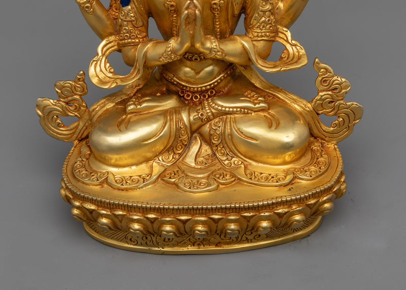 Gold Gilded Chenrezig Statue | Embrace Compassionate Enlightenment