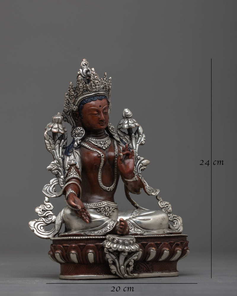 Green Tara Silver Plated Figure | Embodying Grace and Compassion