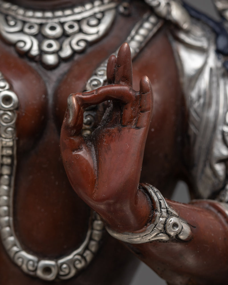 Green Tara Silver Plated Figure | Embodying Grace and Compassion