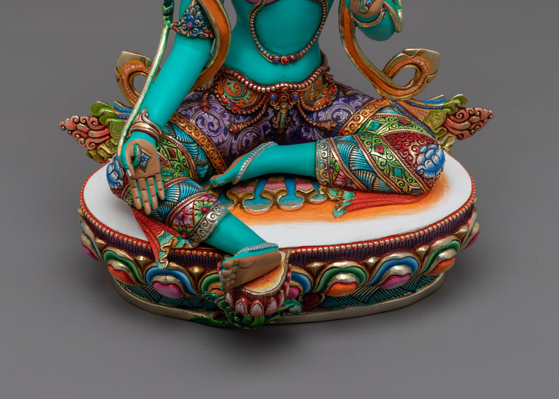 Colorful Diva Green Tara Statue | Radiate Spiritual Beauty