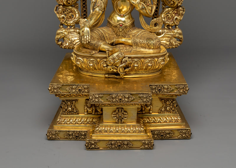 Elegant Green Tara on Throne | Elevate Your Spiritual Practice