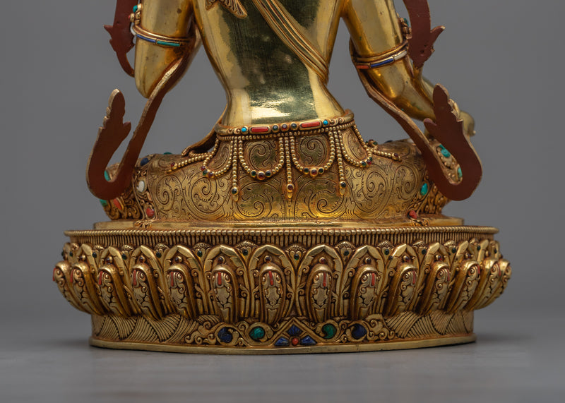 Green Tara Gold Gilded Figure | Experience Divine Compassion and Wisdom