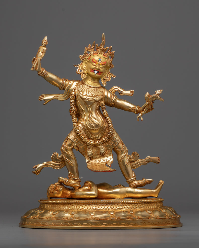 Ekajati Gold Gilded Statue | Guardian of Wisdom and Protection