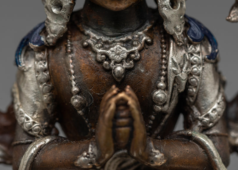 Small Chenrezig Statue | Silver-Plated Embodiment of Compassion