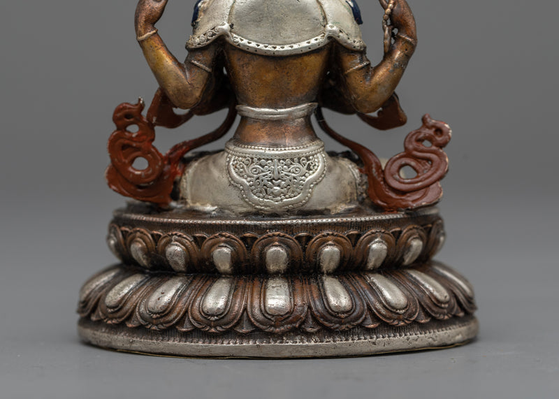 Small Chenrezig Statue | Silver-Plated Embodiment of Compassion