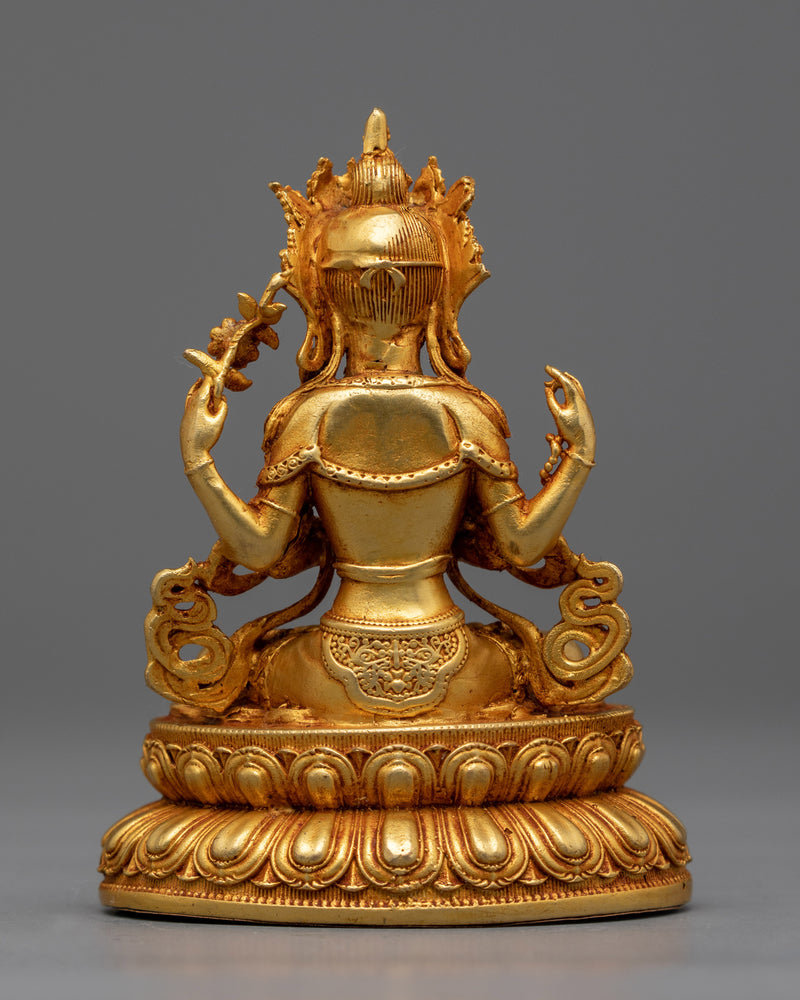 Machine-Made Chenrezig Statue | 24K Gold Gilded Compassion