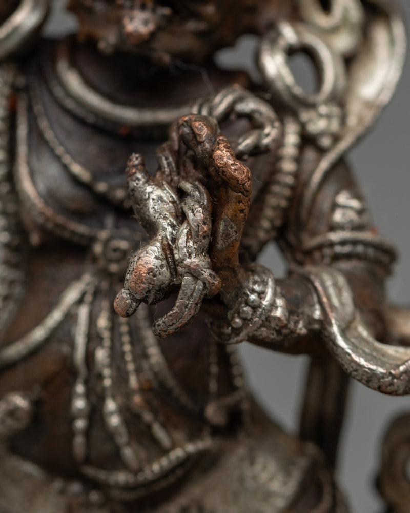 Machine-Molded Vajrapani Statue | Silver Plated Protector of the Dharma