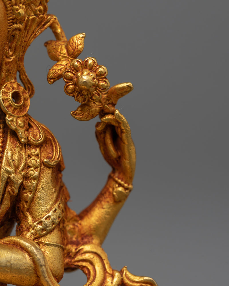 Machine-Made Chenrezig Statue | 24K Gold Gilded Compassion