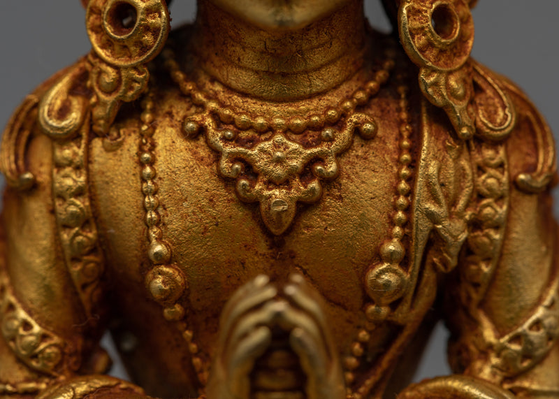 Machine-Made Chenrezig Statue | 24K Gold Gilded Compassion