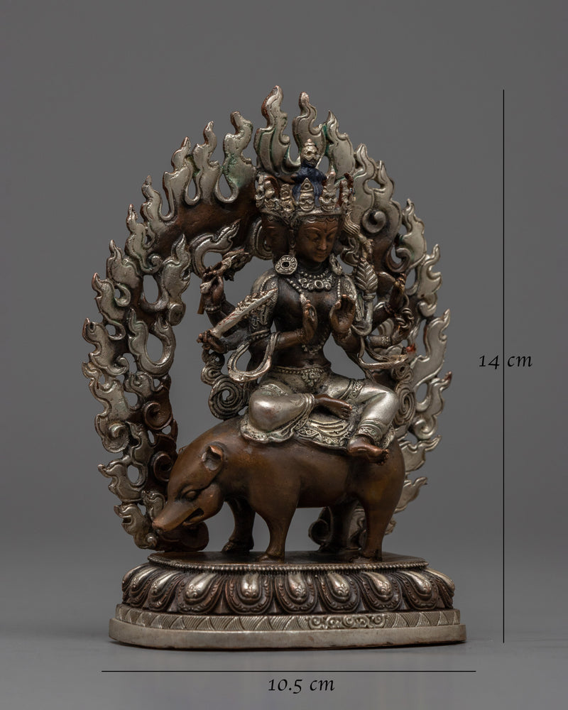 Machine-Made Marici Statue | Silver-Plated Oxidized Guardian of Light