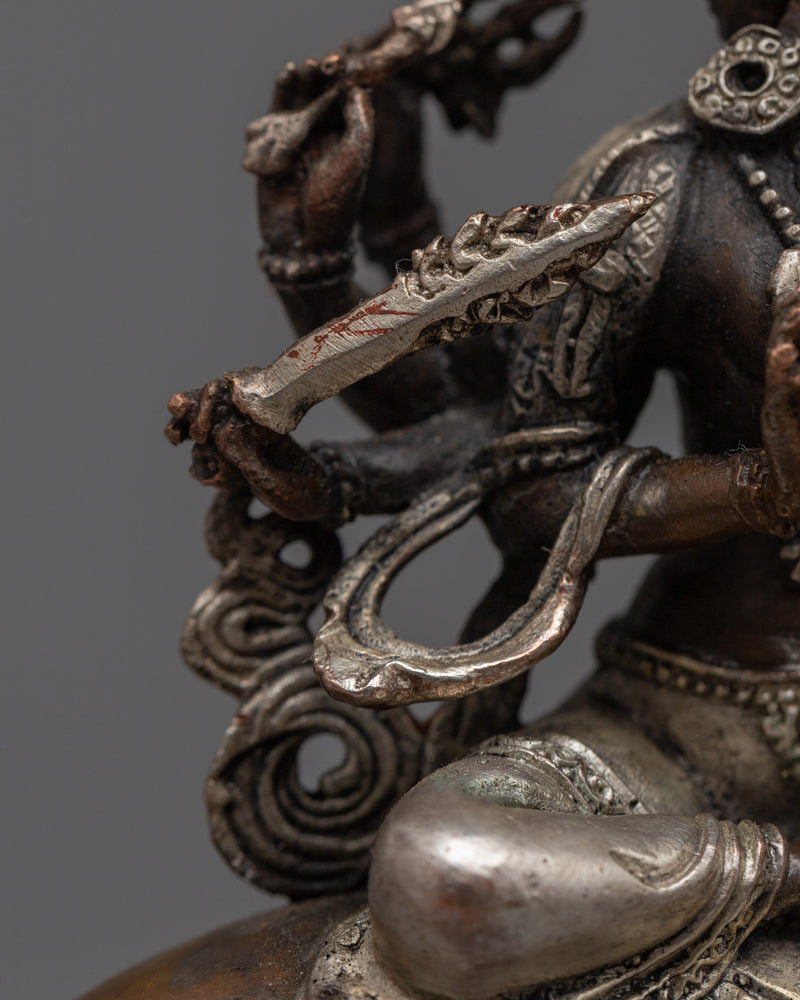 Machine-Made Marici Statue | Silver-Plated Oxidized Guardian of Light