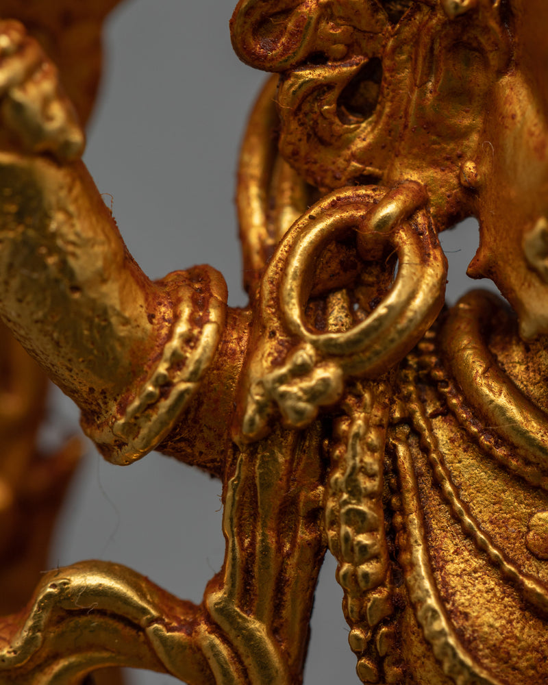 Machine-Made Vajrapani Statue | Gold Gilded Protector Deity