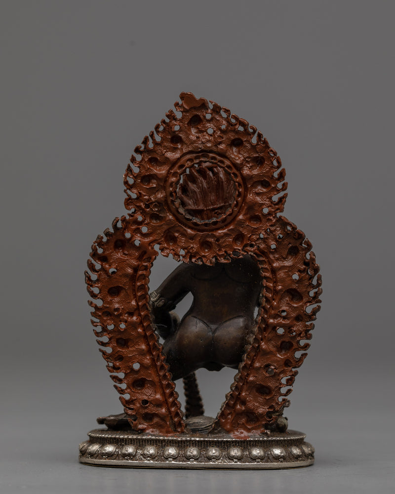 Machine-Made Black Dzambhala Statue | Silver-Plated Oxidized Copper