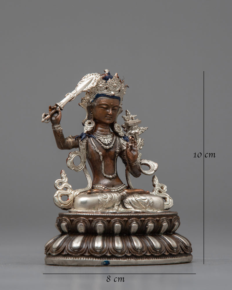 Machine-Made Manjushri Statue | Silver-Plated Wisdom Master