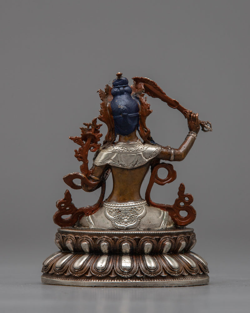 Machine-Made Manjushri Statue | Silver-Plated Wisdom Master