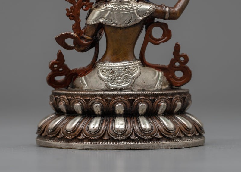 Machine-Made Manjushri Statue | Silver-Plated Wisdom Master