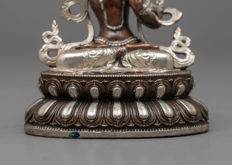 Machine-Made Manjushri Statue | Silver-Plated Wisdom Master