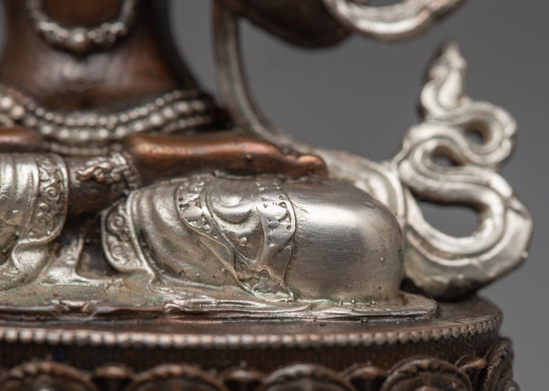 Machine-Made Manjushri Statue | Silver-Plated Wisdom Master