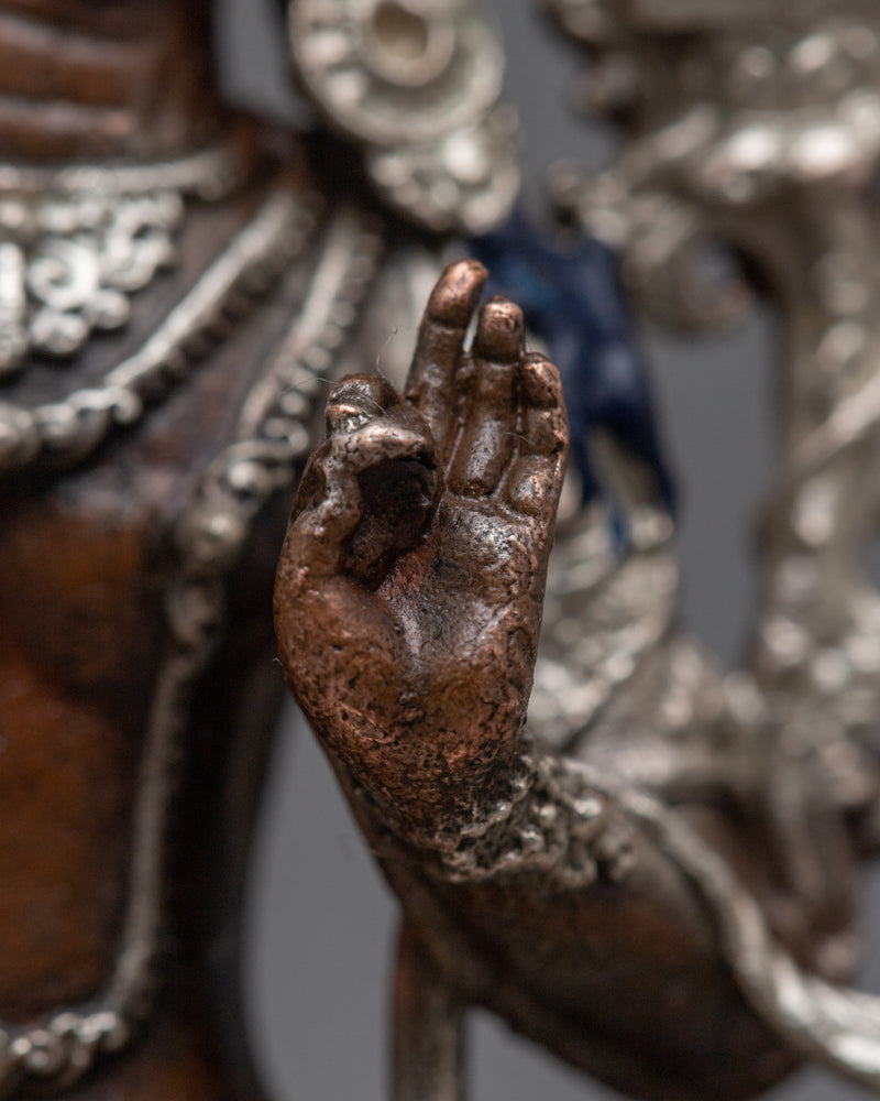 Machine-Made Manjushri Statue | Silver-Plated Wisdom Master