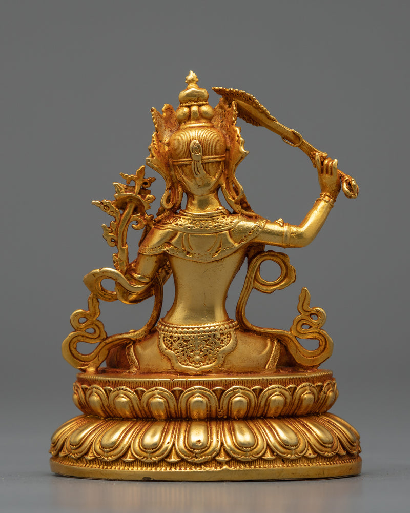 Machine-Made Manjushri Statue | Gold Electroplated Symbol of Divine Wisdom