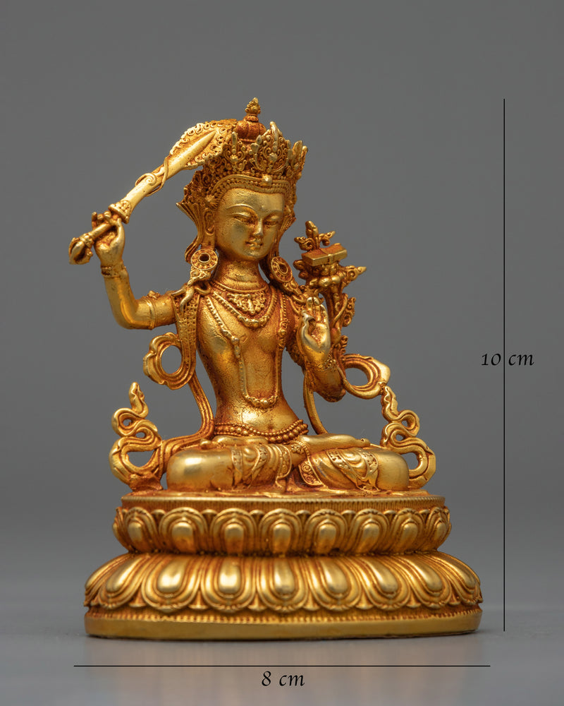 Machine-Made Manjushri Statue | Gold Electroplated Symbol of Divine Wisdom