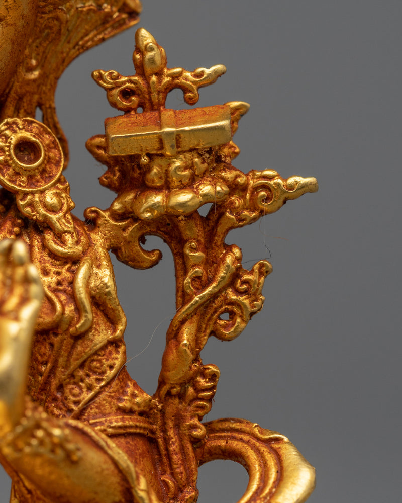 Machine-Made Manjushri Statue | Gold Electroplated Symbol of Divine Wisdom