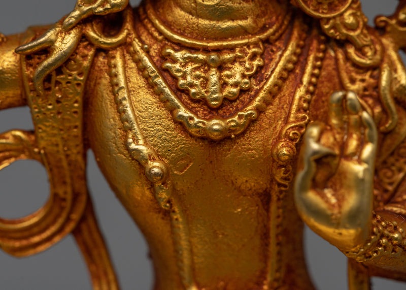 Machine-Made Manjushri Statue | Gold Electroplated Symbol of Divine Wisdom