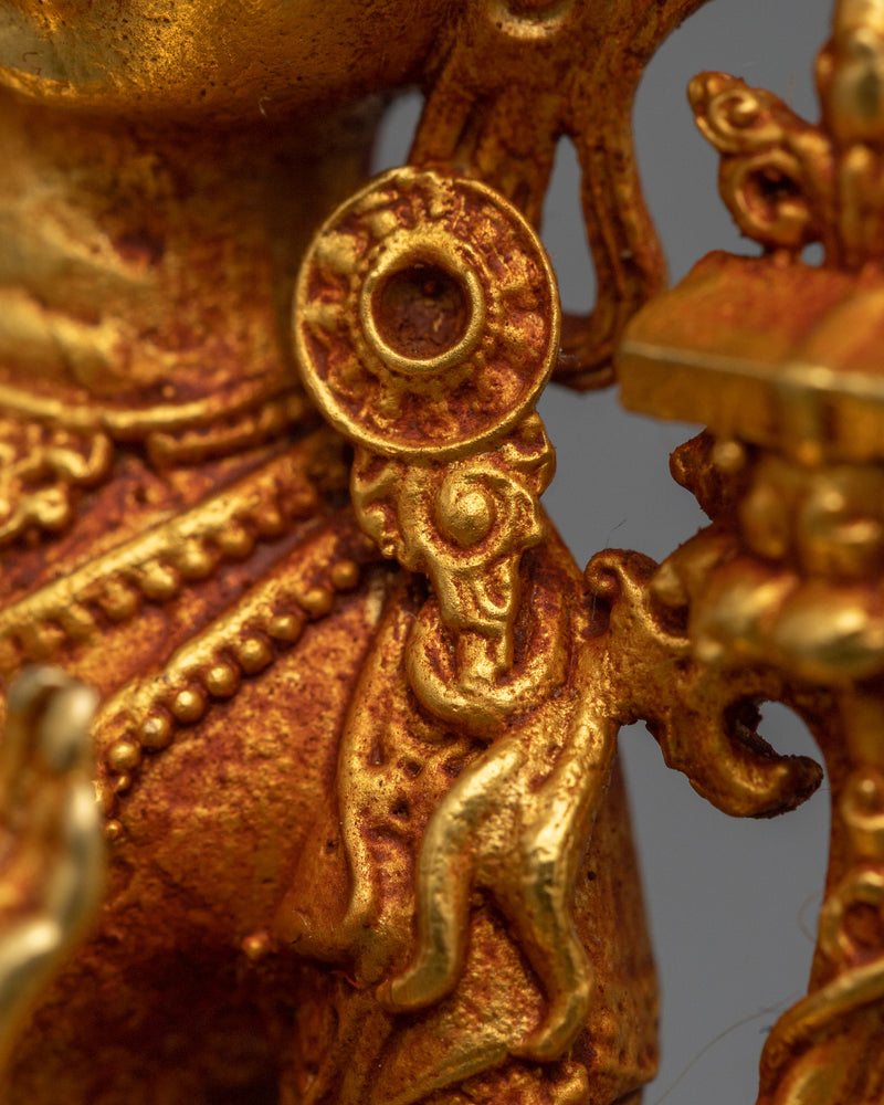 Machine-Made Manjushri Statue | Gold Electroplated Symbol of Divine Wisdom