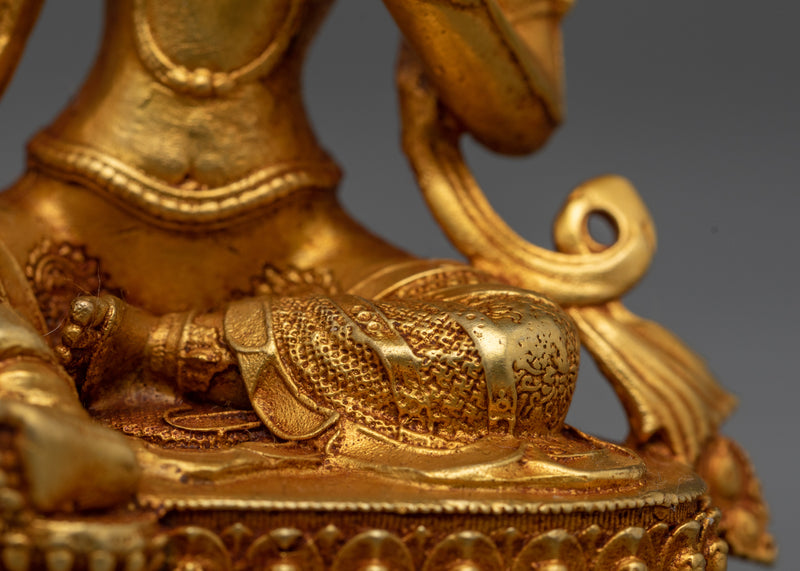 Machine-Made Green Tara Figure | Gold Electroplated Compassionate Protector