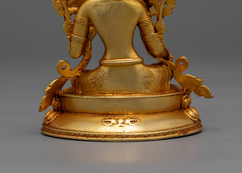 Machine-Made Green Tara Figure | Gold Electroplated Compassionate Protector