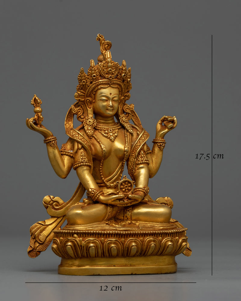 Machine-Made Prajnaparamita Statue | Gold Electroplated Mother of Wisdom