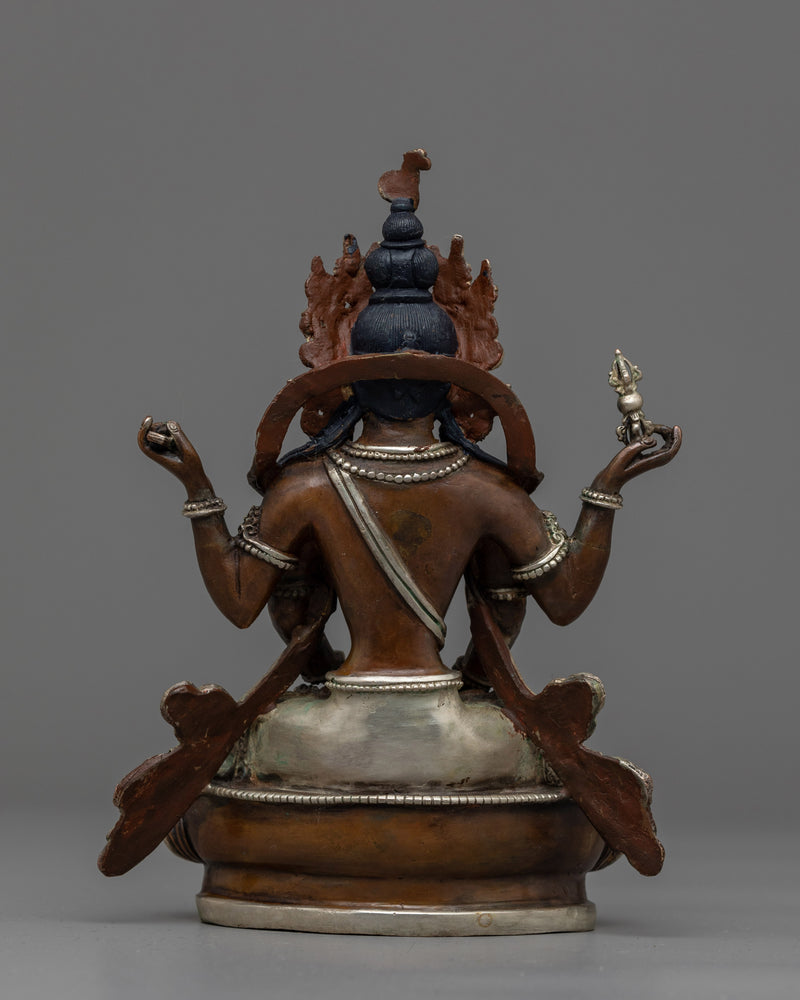 Machine-Made Prajna Paramita Statue | Silver Electroplated Essence of Wisdom