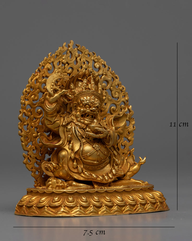 Machine-Made Mahakala Bernagchen Statue | Gold Electroplated Protector of Dharma