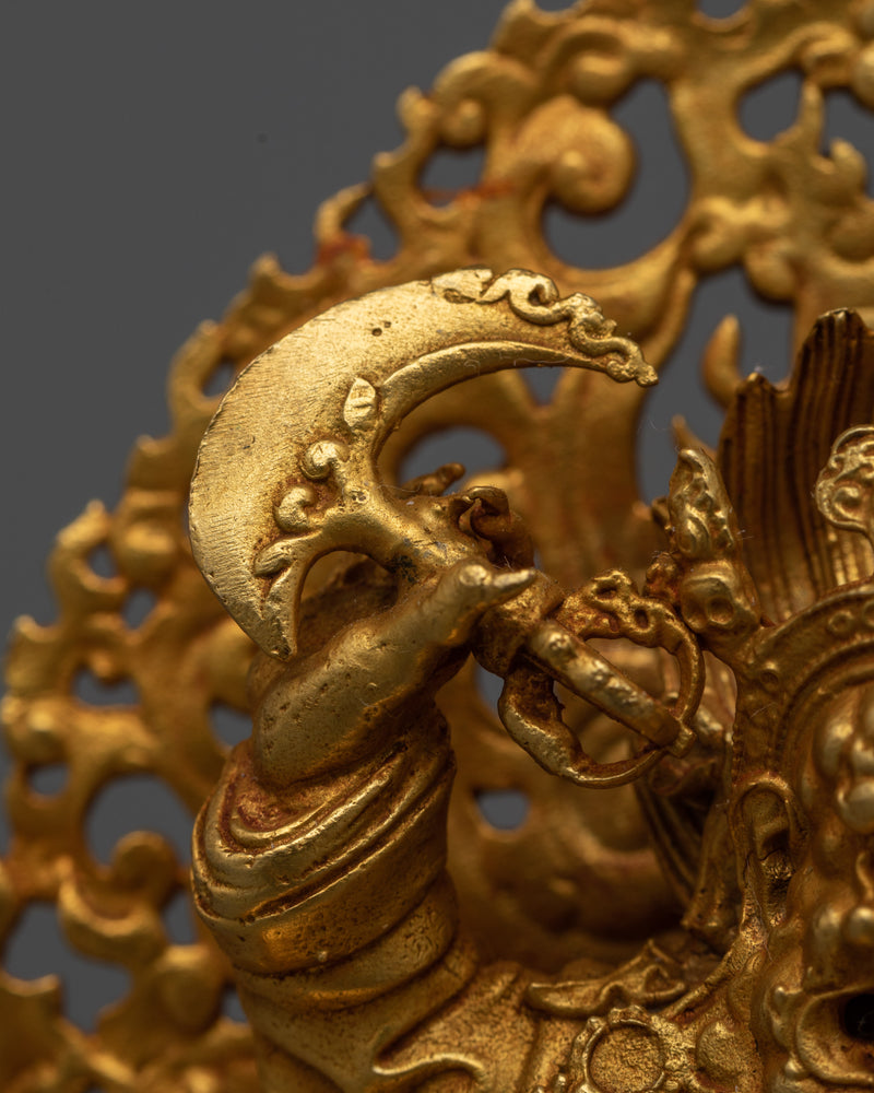 Machine-Made Mahakala Bernagchen Statue | Gold Electroplated Protector of Dharma