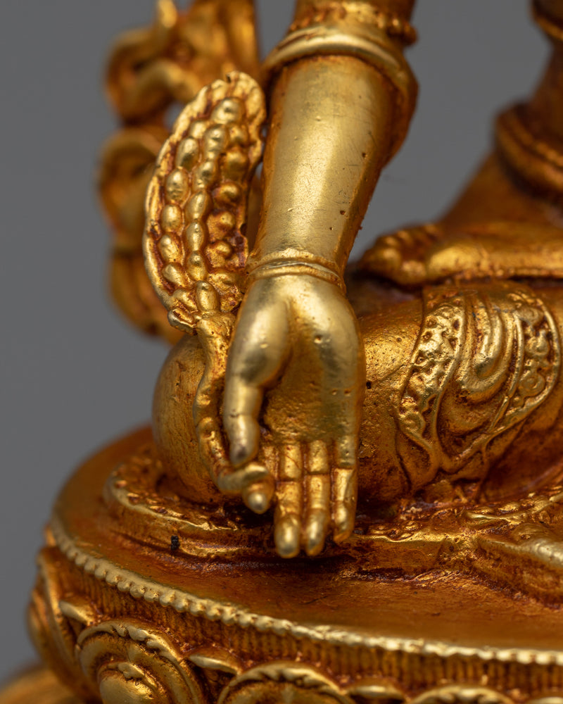 Machine-Made Kshitigarbha Statue | Gold Electroplated Earth Store Bodhisattva