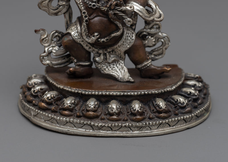 Machine-Made Vajrapani Statue | Oxidized Silver Plated Guardian of Strength