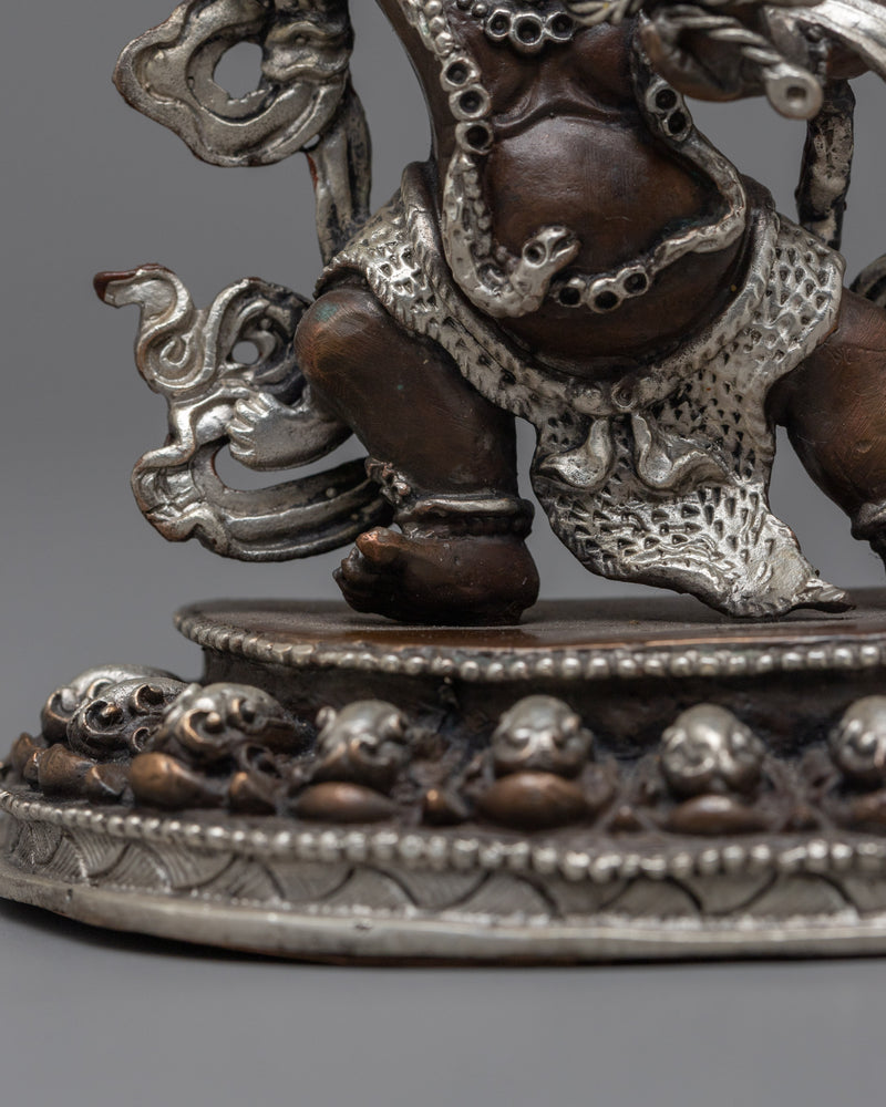 Machine-Made Vajrapani Statue | Oxidized Silver Plated Guardian of Strength