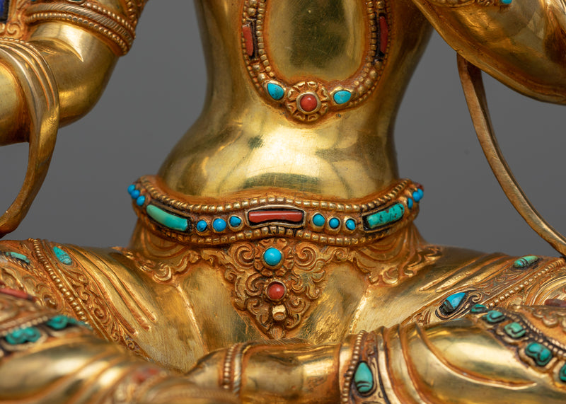 Green Tara Copper Sculpture | 24K Gold Gilded Symbol of Active Compassion