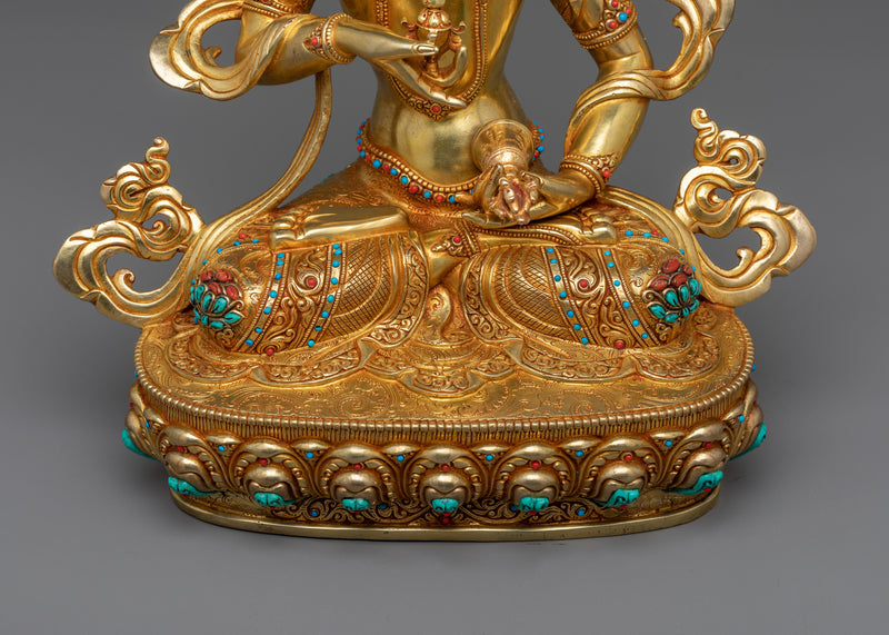 Vajrasattva, The Primordial Buddha Sculpture | 24K Gold Gilded Essence of Purity