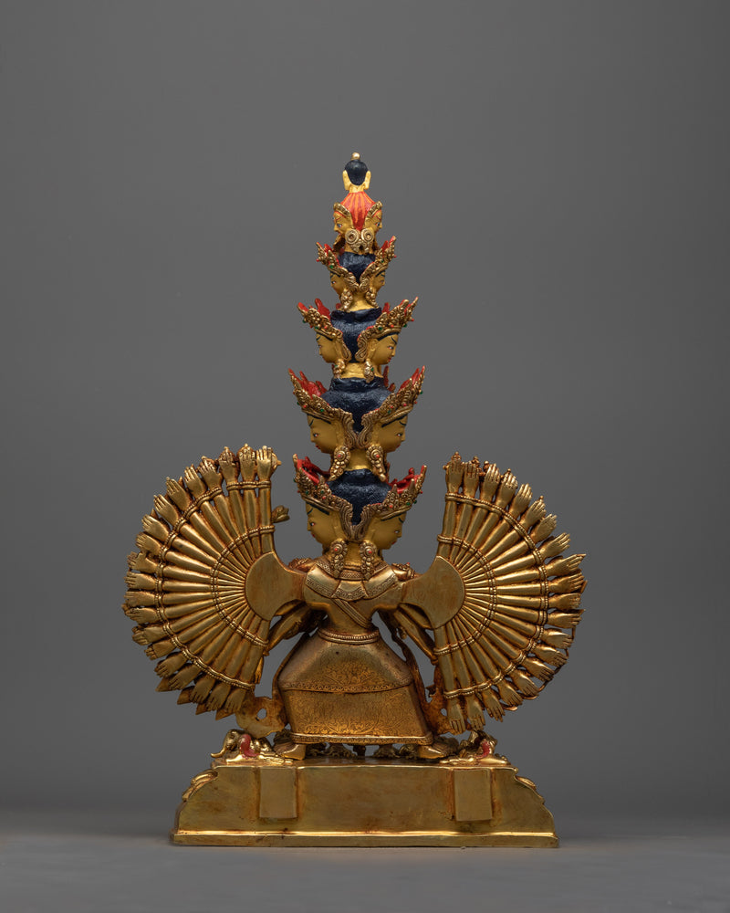 1000-Armed Dukar Statue | 24K Gold Gilded Protector of Purity