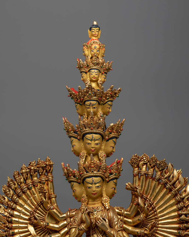 1000-Armed Dukar Statue | 24K Gold Gilded Protector of Purity