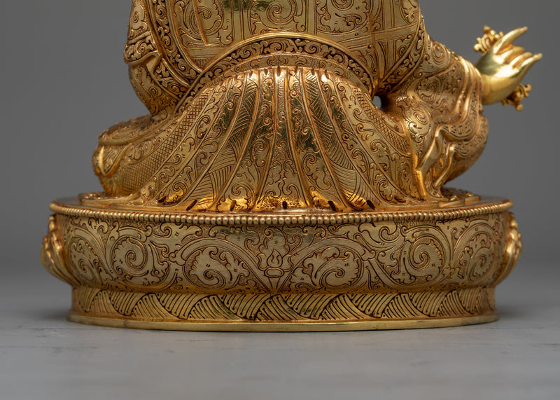 Handcrafted Lotus-Born Padma Sambhava Statue | Gold Gilded Copper Art