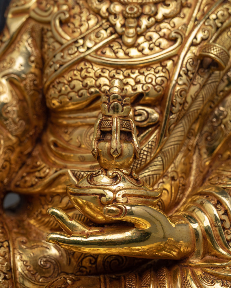 Handcrafted Lotus-Born Padma Sambhava Statue | Gold Gilded Copper Art