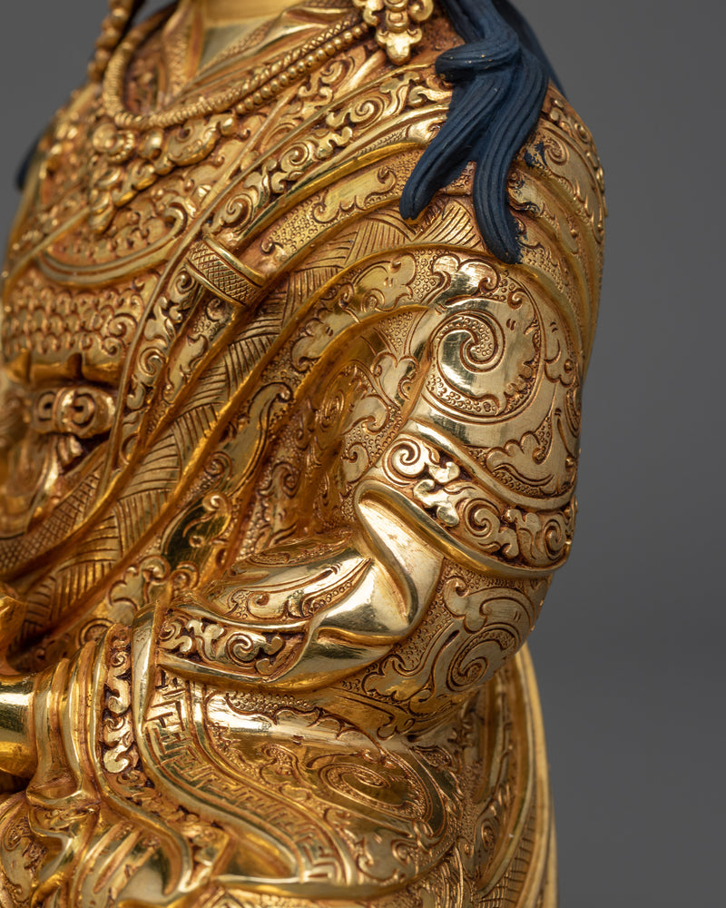 Handcrafted Lotus-Born Padma Sambhava Statue | Gold Gilded Copper Art