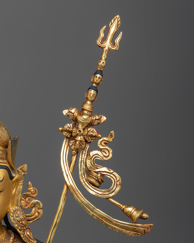 Guru Padma Sambhava Sculpture | Gold Gilded Copper Art from Nepal