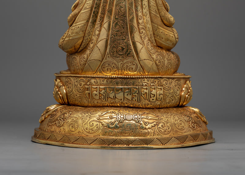 Guru Padma Sambhava Sculpture | Gold Gilded Copper Art from Nepal