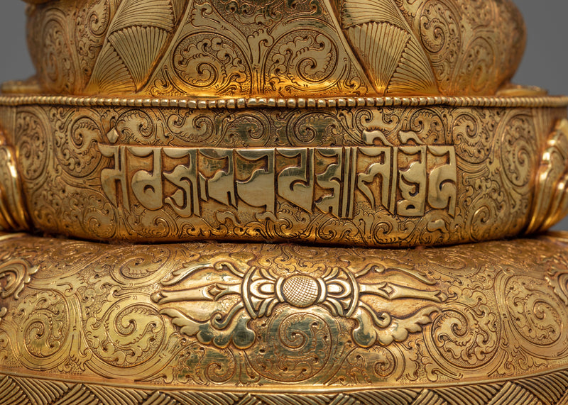 Guru Padma Sambhava Sculpture | Gold Gilded Copper Art from Nepal