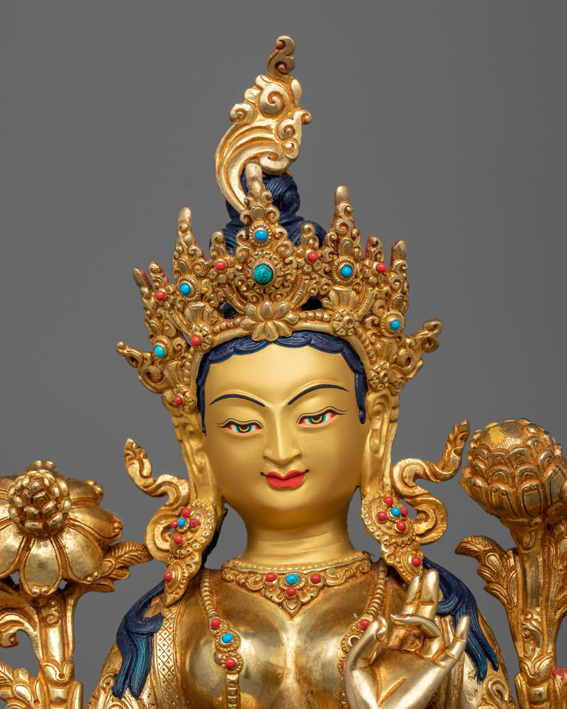 15 Inch Green Tara Statue | A Fully Enlightened Female Buddha