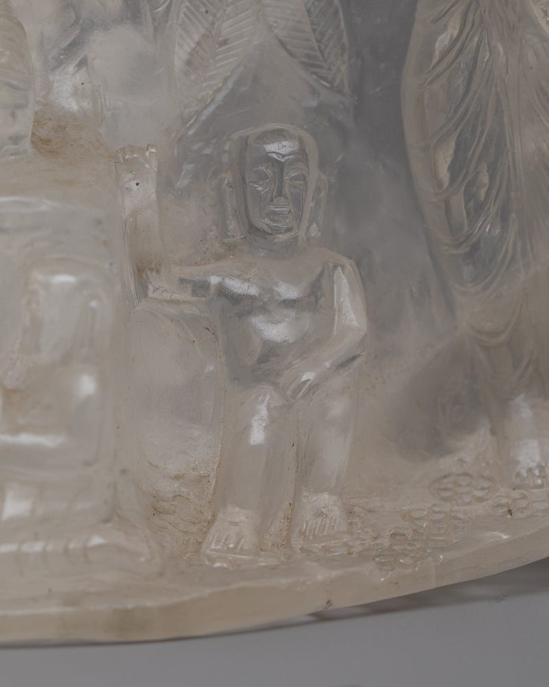 Buddha's Life Story Crystal Sculpture | Handmade in Nepal by Nepali Artists